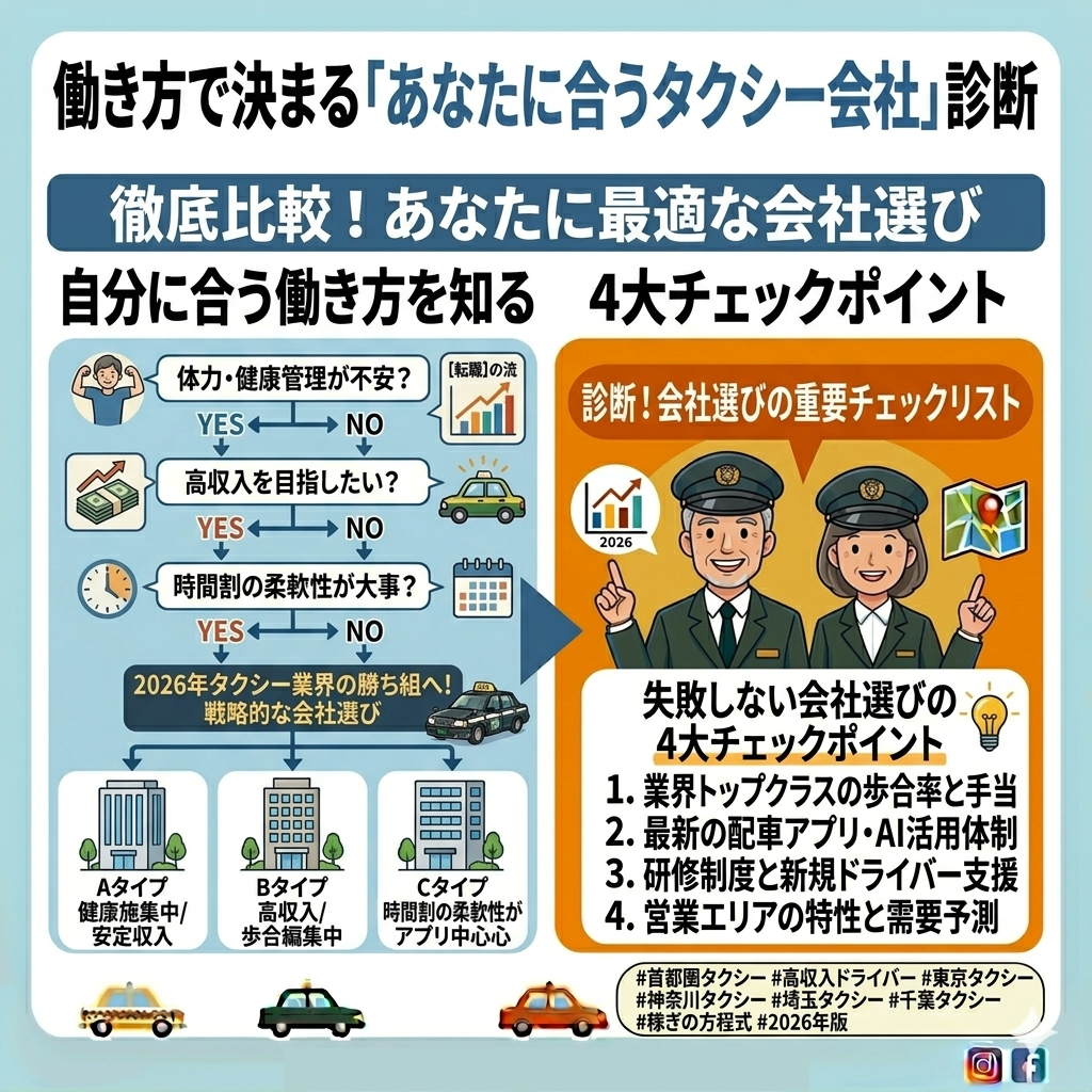 働き方で決まる「あなたに合うタクシー会社」診断